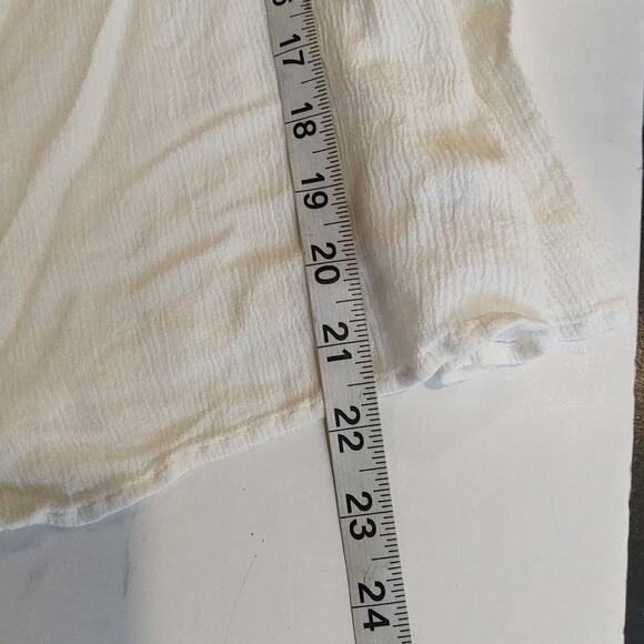 ModCloth ‘Flowy Moment’ White Semi Sheer Buttoned Short Sleeve Blouse Size Small - Picture 7 of 8